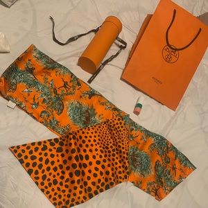 Hermes scarf and lipstick